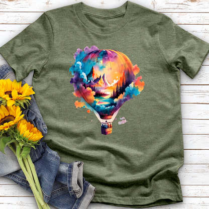 Watercolor Hot Air Balloon Softstyle Tee