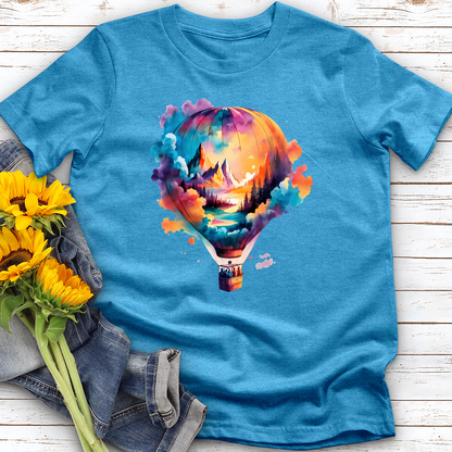 Watercolor Hot Air Balloon Softstyle Tee