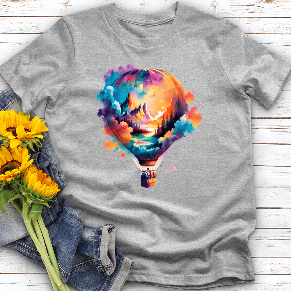 Watercolor Hot Air Balloon Softstyle Tee