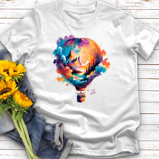 Watercolor Hot Air Balloon Softstyle Tee