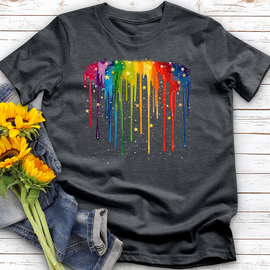 Rainbow Dripping Stars Softstyle Tee