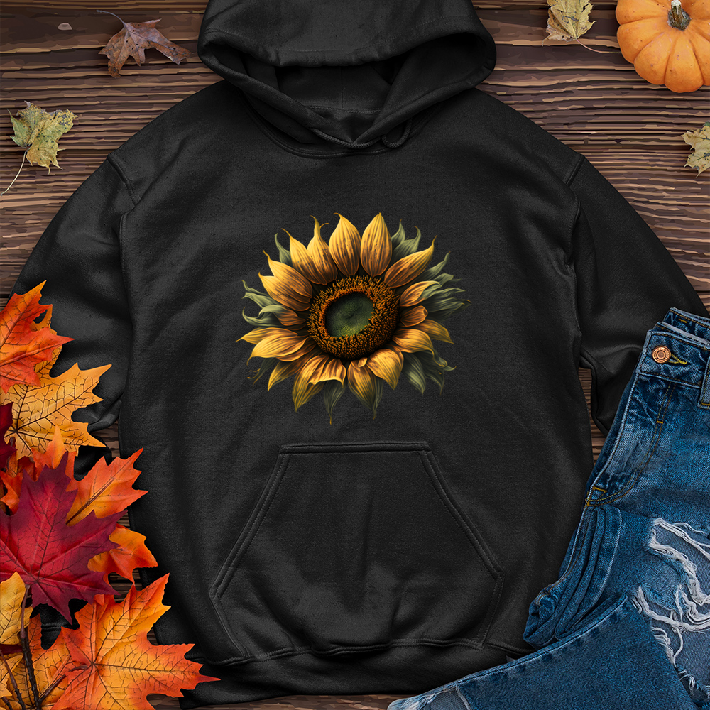 Black hoodie with sunflower sales