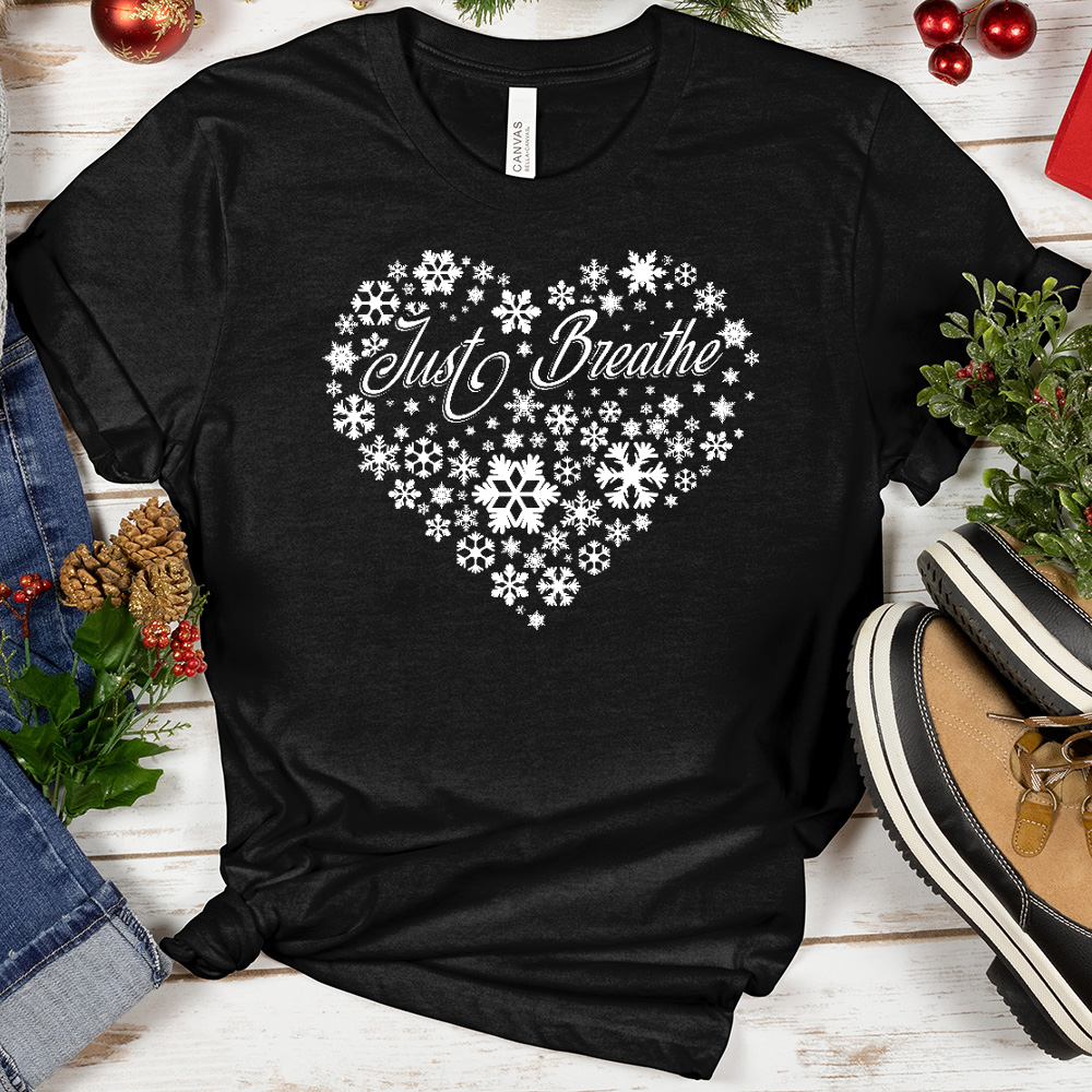 Just Breathe Snowflake Heart Tee