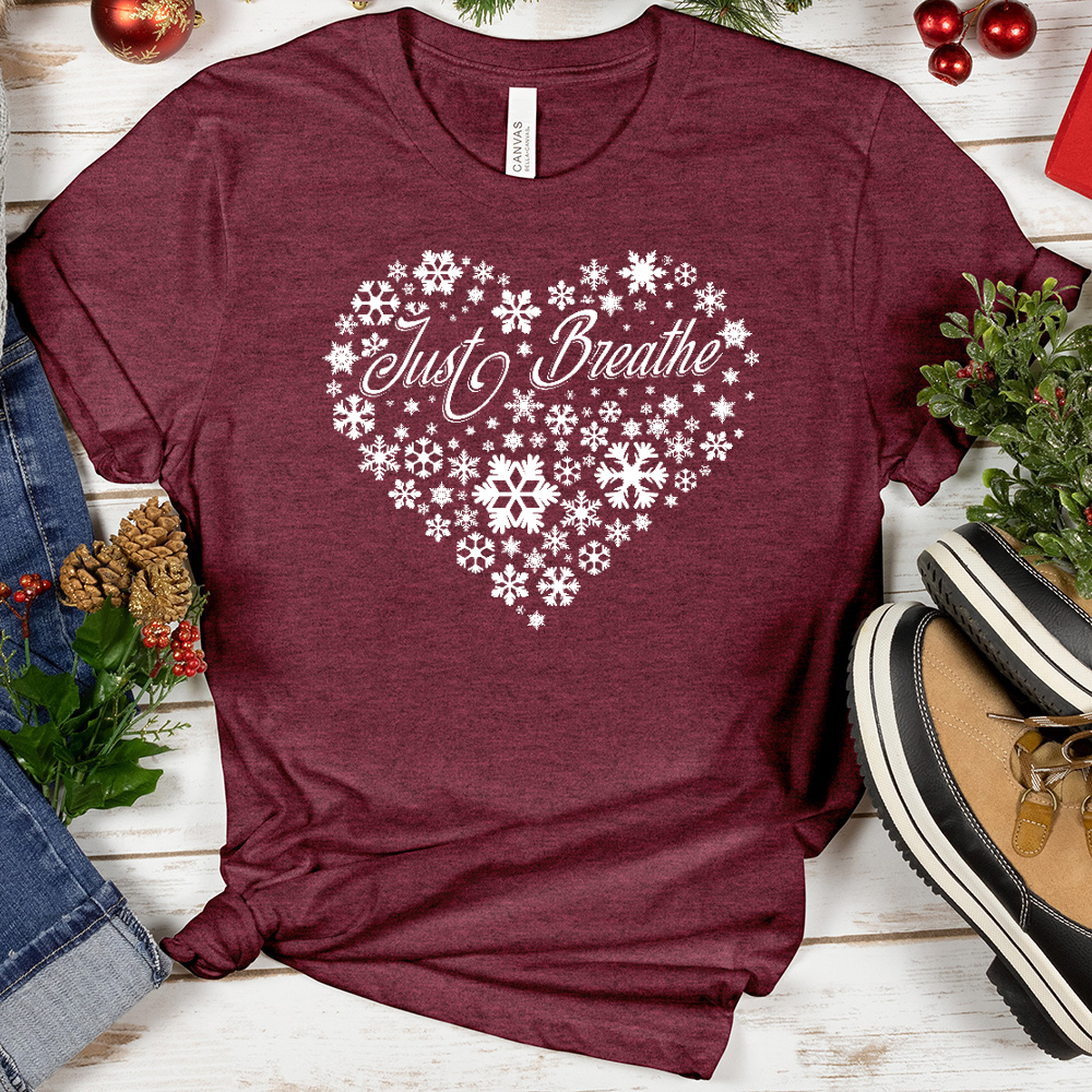 Just Breathe Snowflake Heart Tee