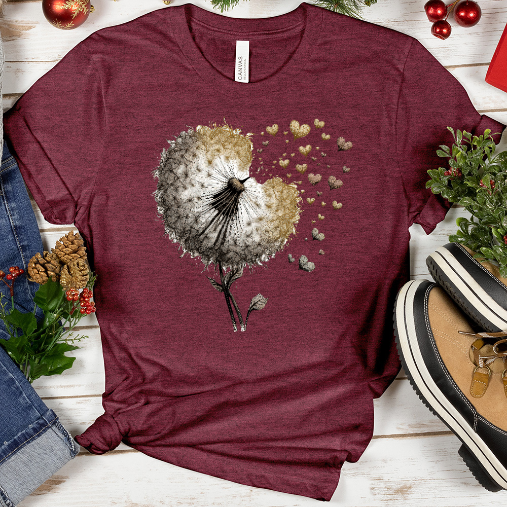 Dandelion With Flying Heart Tee