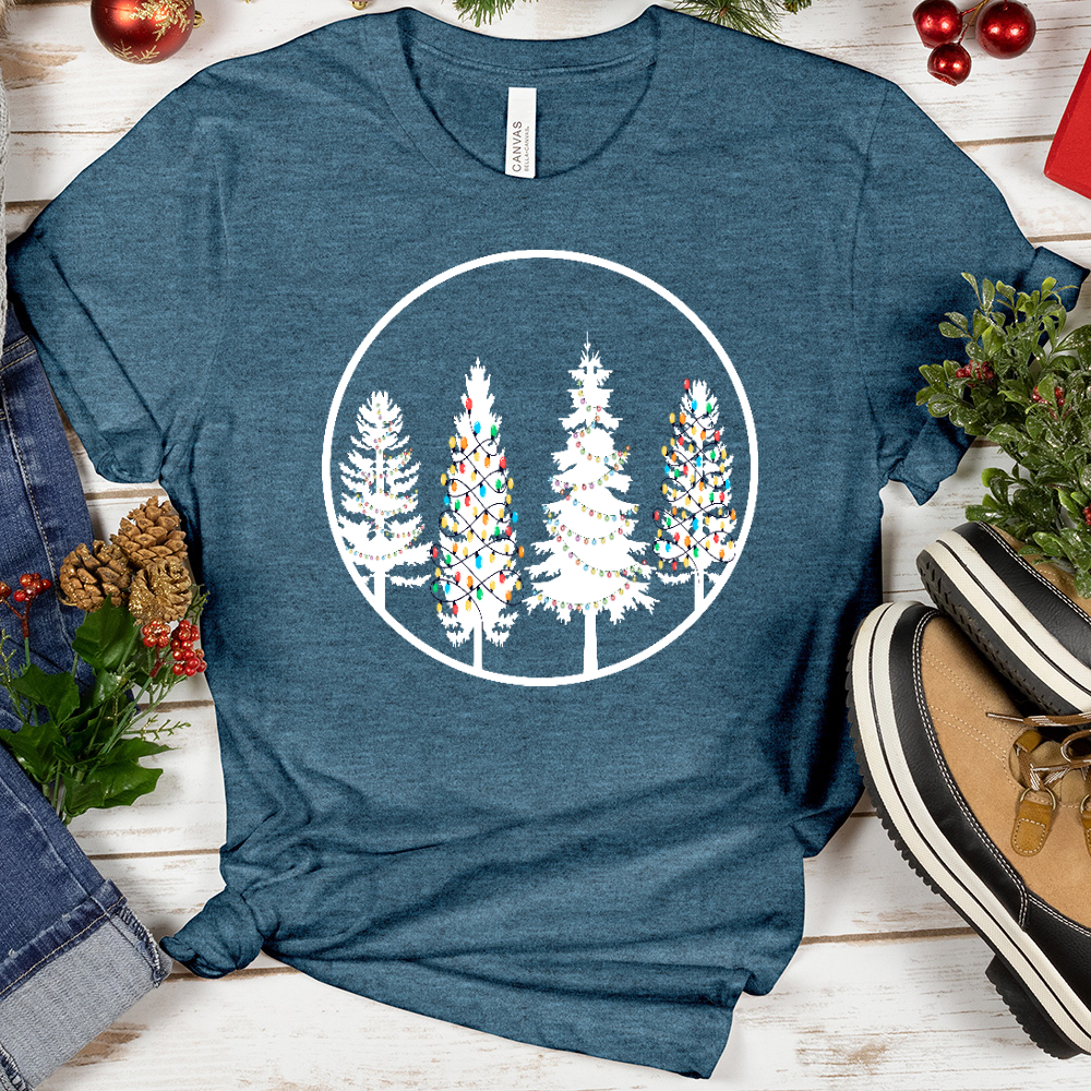 Christmas Lights Tree Circle Tee