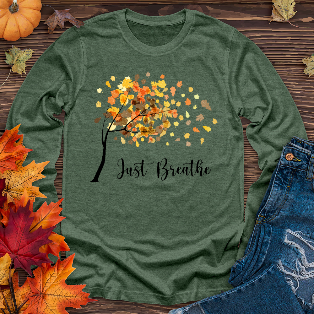 Just Breathe Floating Leaves Long Sleeve