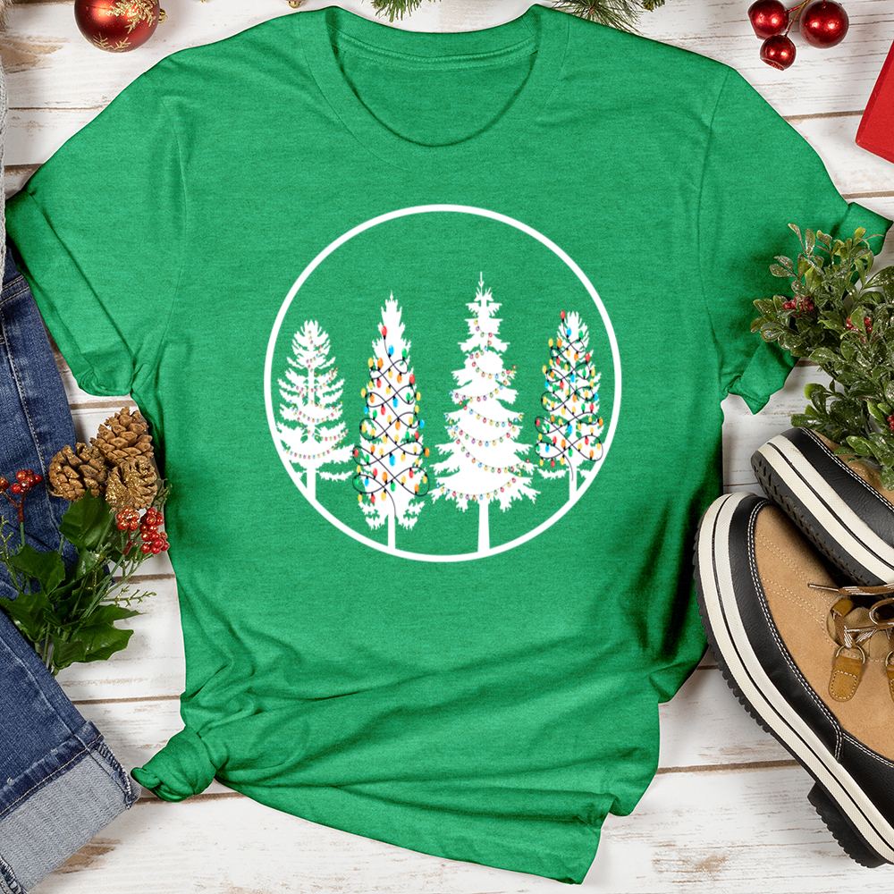 Christmas Lights Tree Circle Softstyle Tee
