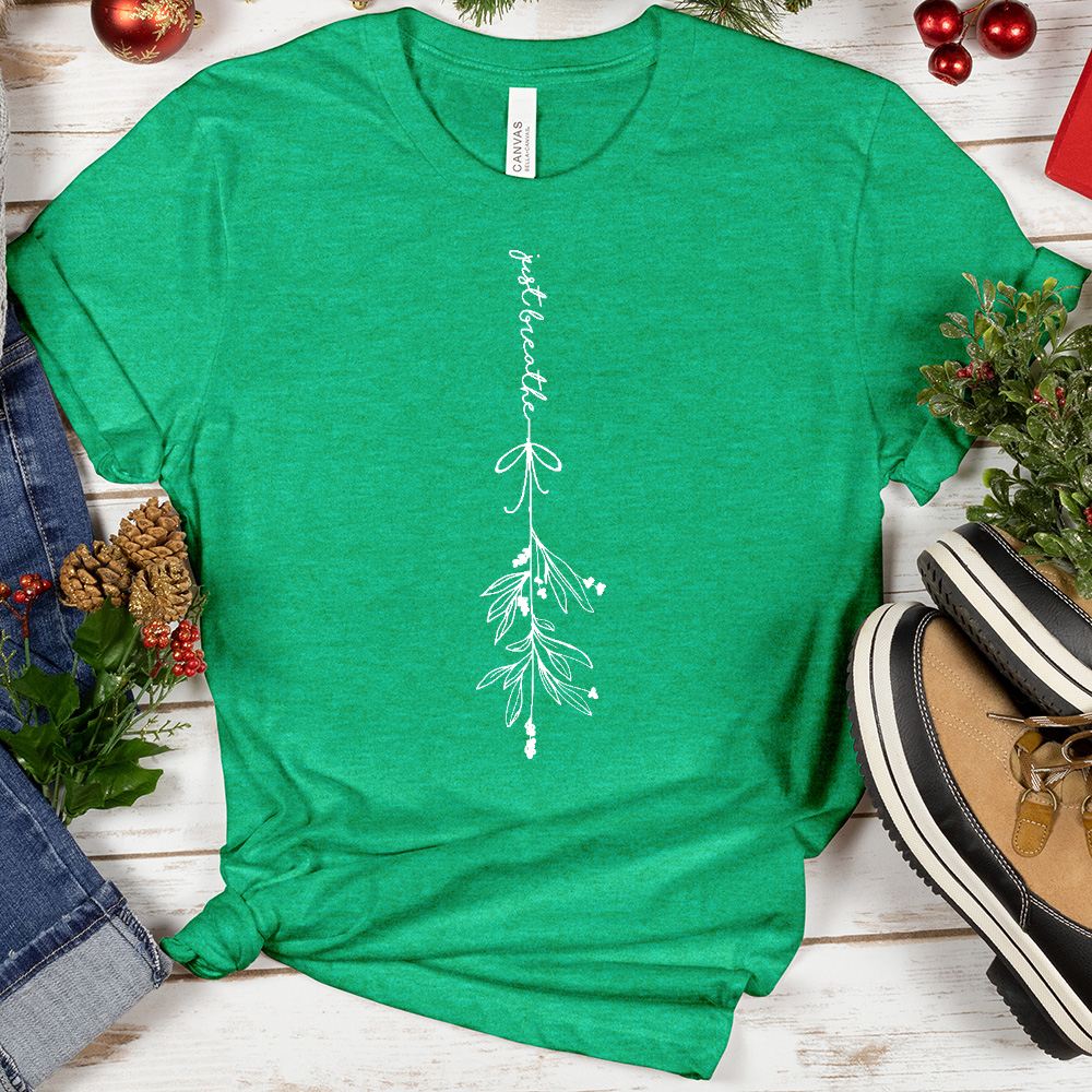 Just Breathe Mistletoe Heathered Tee