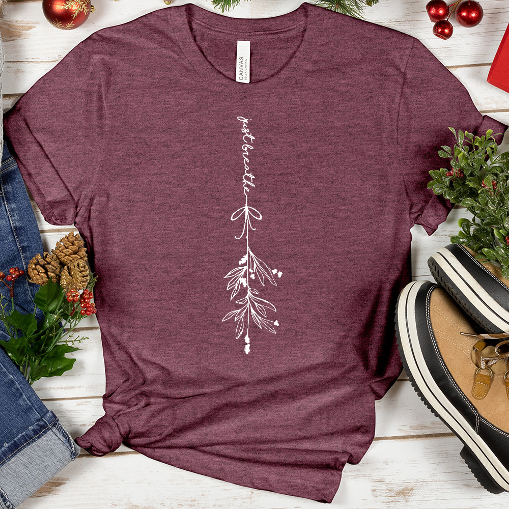 Just Breathe Mistletoe Heathered Tee