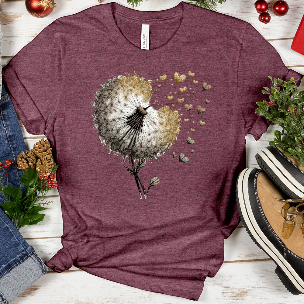 Dandelion With Flying Heart Tee