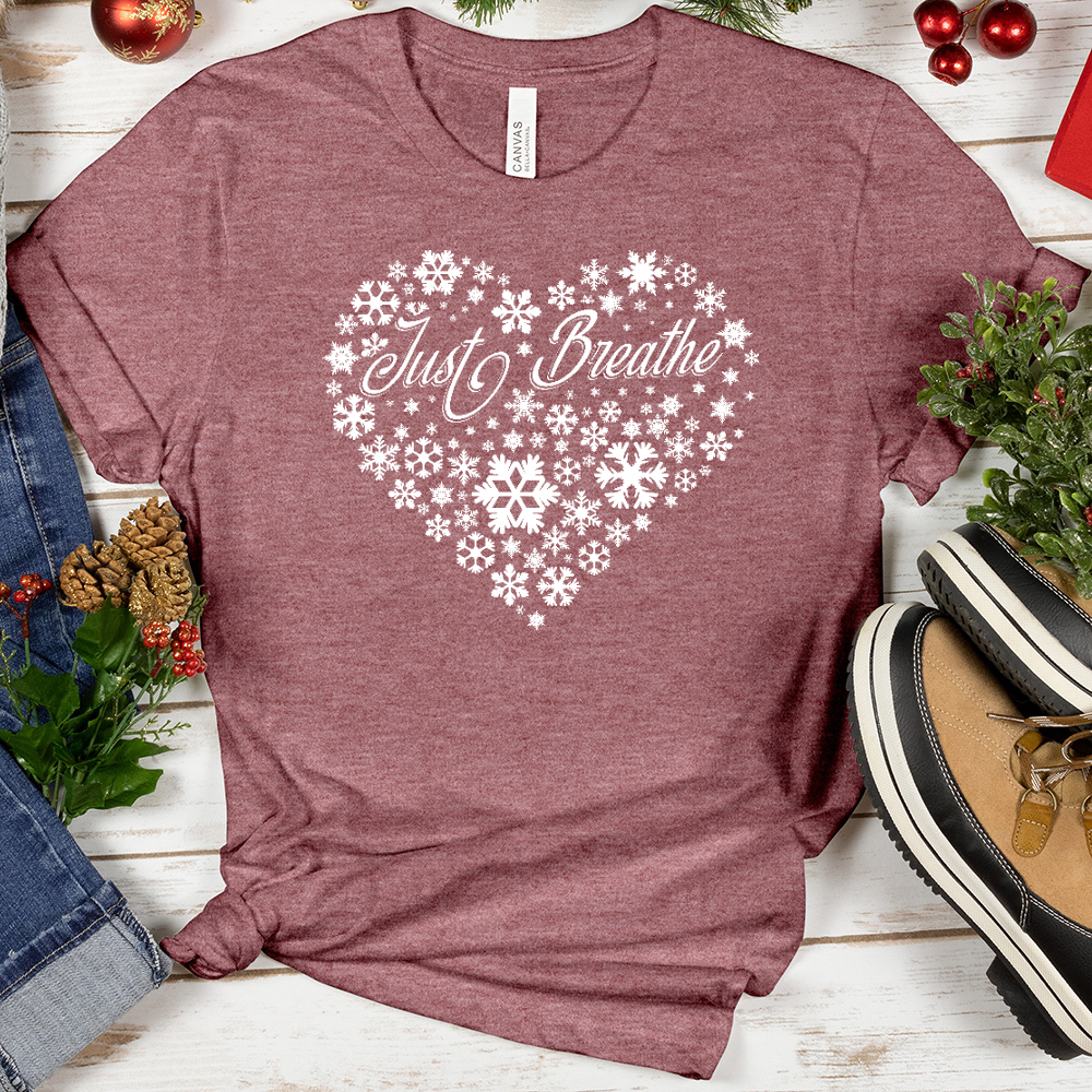 Just Breathe Snowflake Heart Tee