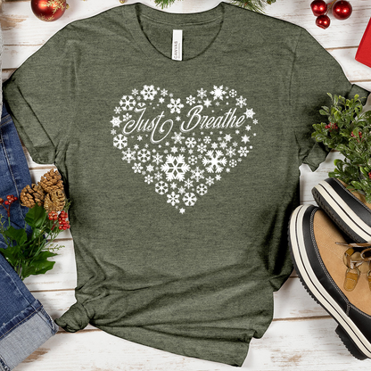 Just Breathe Snowflake Heart Tee