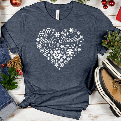 Just Breathe Snowflake Heart Tee