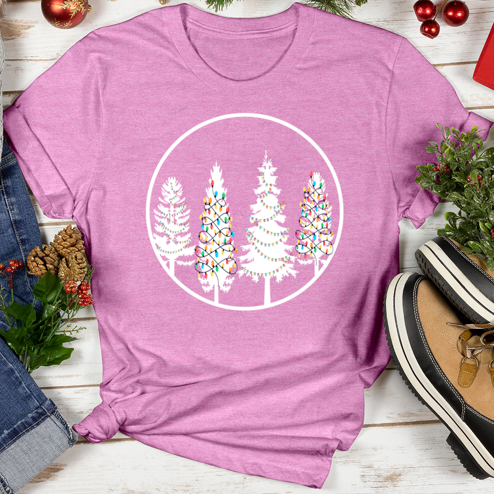 Christmas Lights Tree Circle Softstyle Tee
