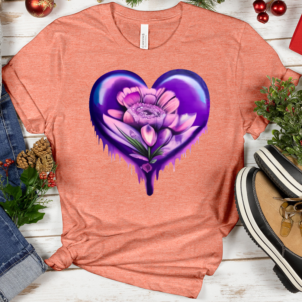 Vibrant Floral Heart Tee